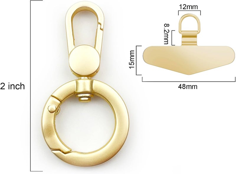 TENOC Metal Phone Tether, Universal Cellphone Lanyard Pad with 360 Rotation Spring Ring, Gold - Image 2